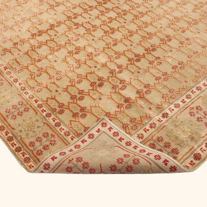 Traditional Tibetan Wool Silk Blend Rug - 9'2" x 12'4"