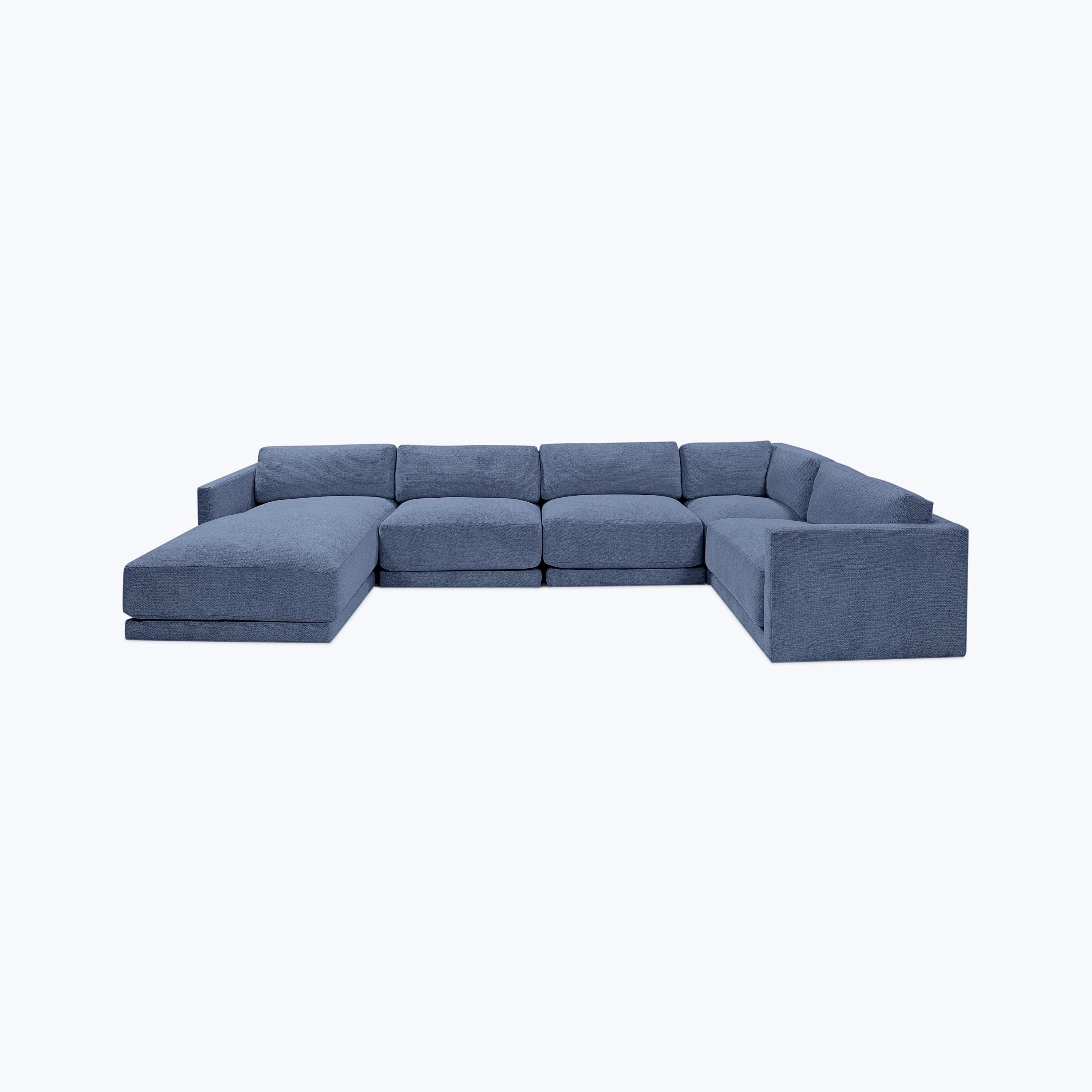 Bond Street 5-Piece Sectional Left-Chaise / Snoopy Plush Woven / Denim