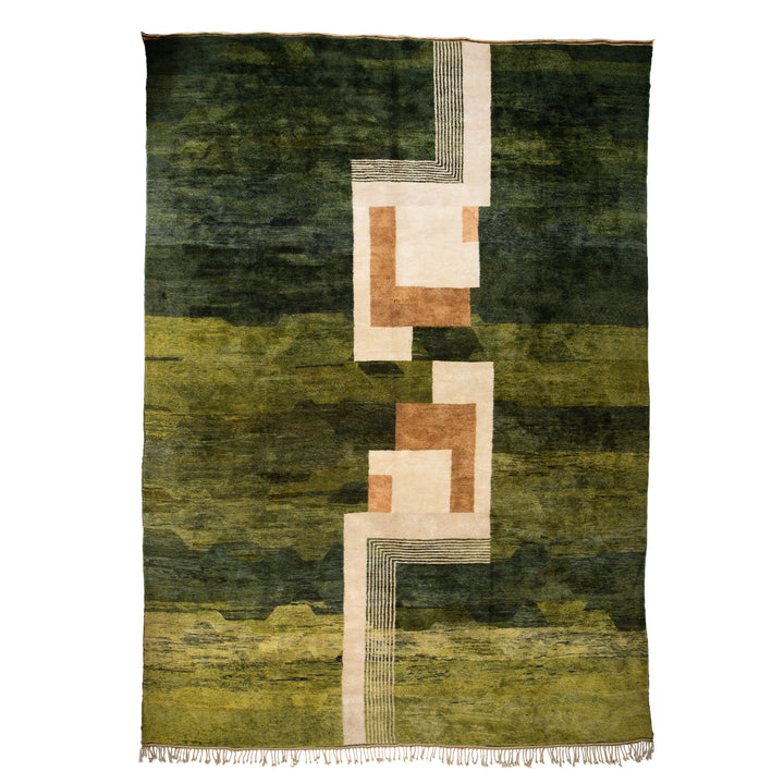 Green Casablanca Moroccan Wool Rug - 14'5" x 20'4"