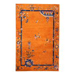 Orange Traditional Art Deco Wool Rug 6x9