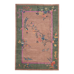 Pink Traditional Art Deco Wool Rug - 6' x 9'