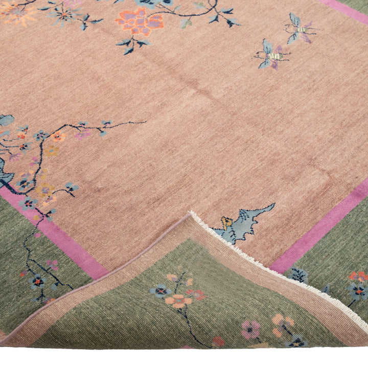 Pink Traditional Art Deco Wool Rug - 6' x 9'