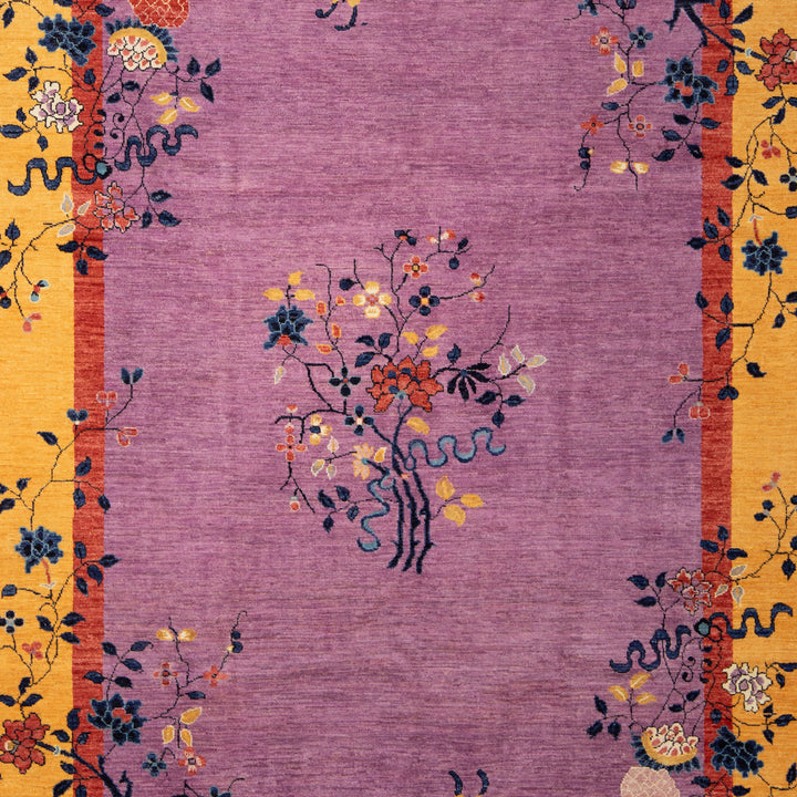 Purple Traditional Art Deco Wool Rug - 8' x 10'