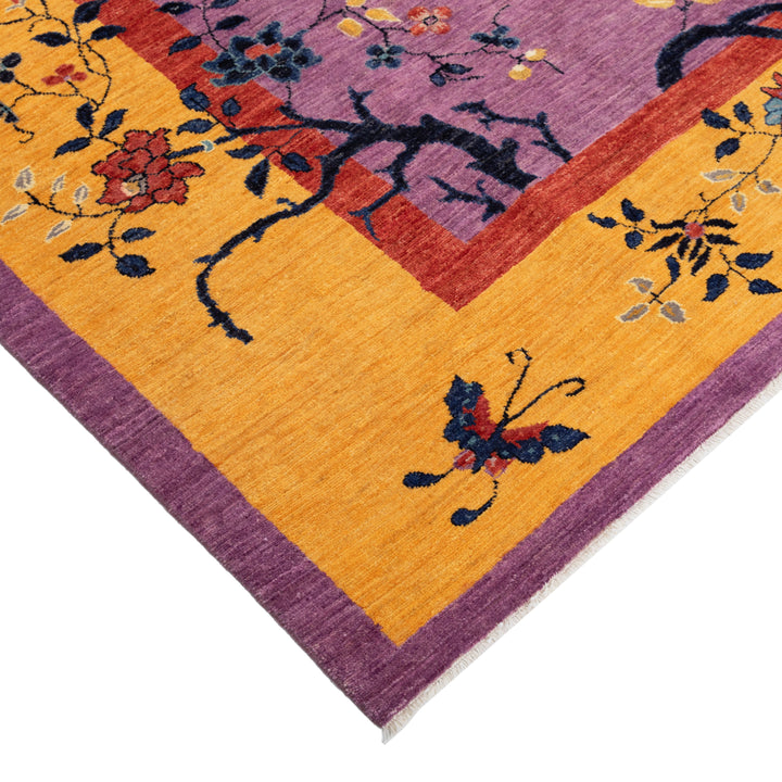 Purple Traditional Art Deco Wool Rug - 8' x 10'