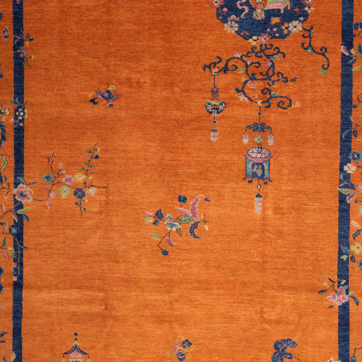 Orange Traditional Art Deco Wool Rug 8x10