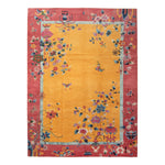 Yellow Traditional Art Deco Wool Rug - 9' x 12'