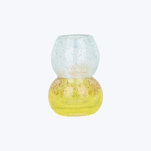 Glass Bubble Candlestick Holder Light Blue / Yellow