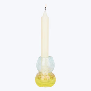 Glass Bubble Candlestick Holder Light Blue / Yellow - hover