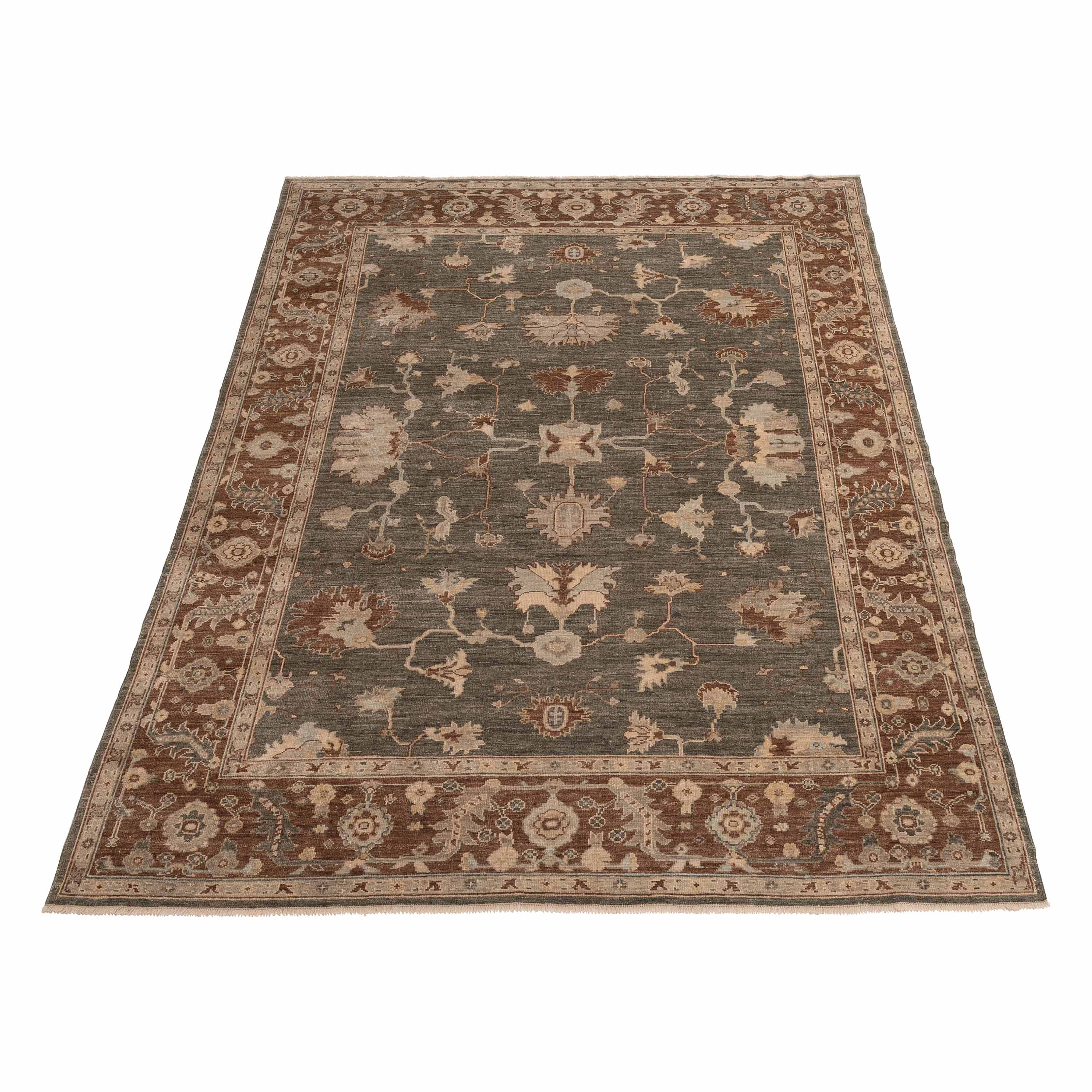 Traditional Oushak Wool Rug - 8'10" x 11'8"