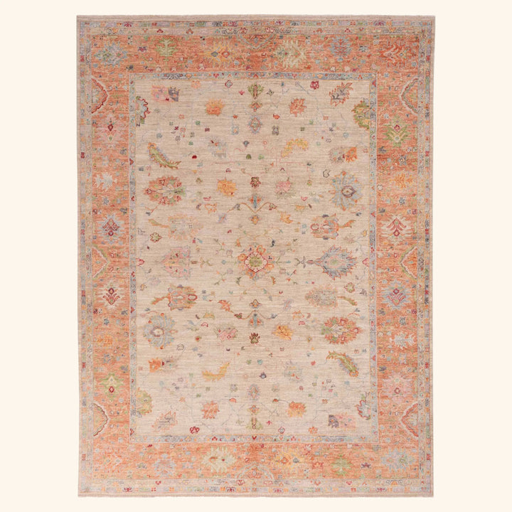 Traditional Oushak Wool Rug - 9'3" x 11'7"