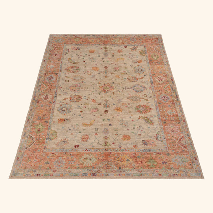 Traditional Oushak Wool Rug - 9'3" x 11'7"