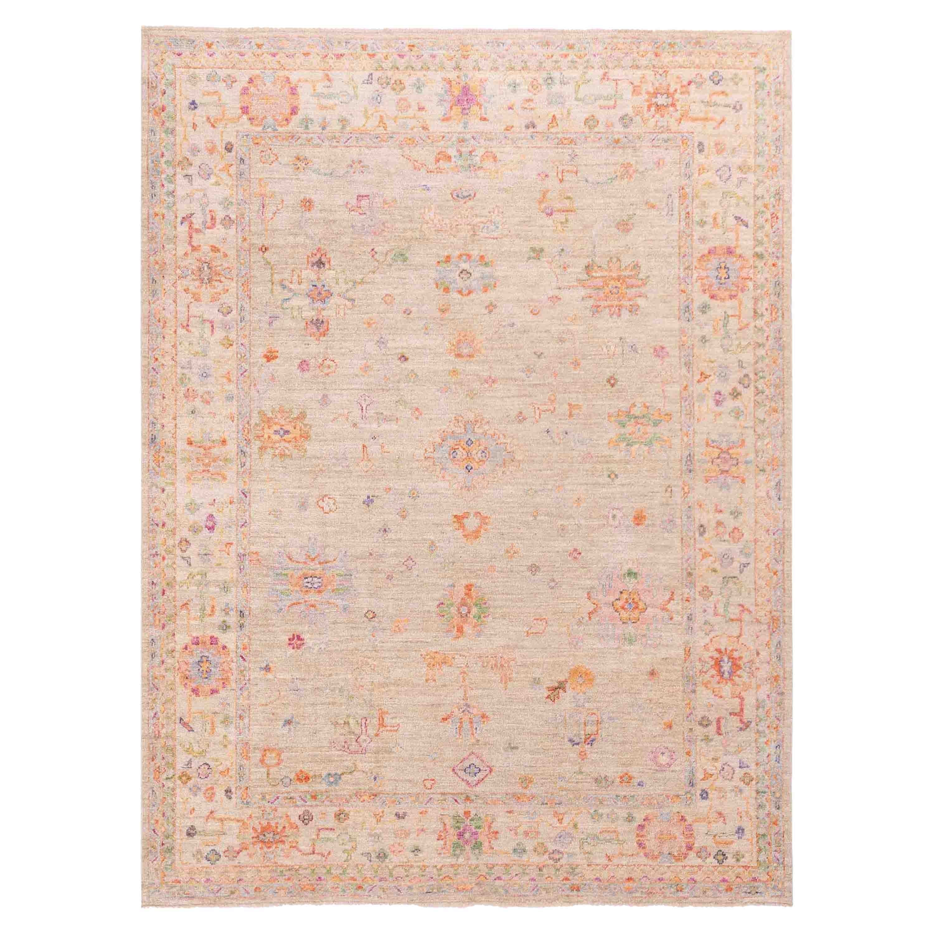 Traditional Oushak Wool Rug - 7'10" x 9'7"