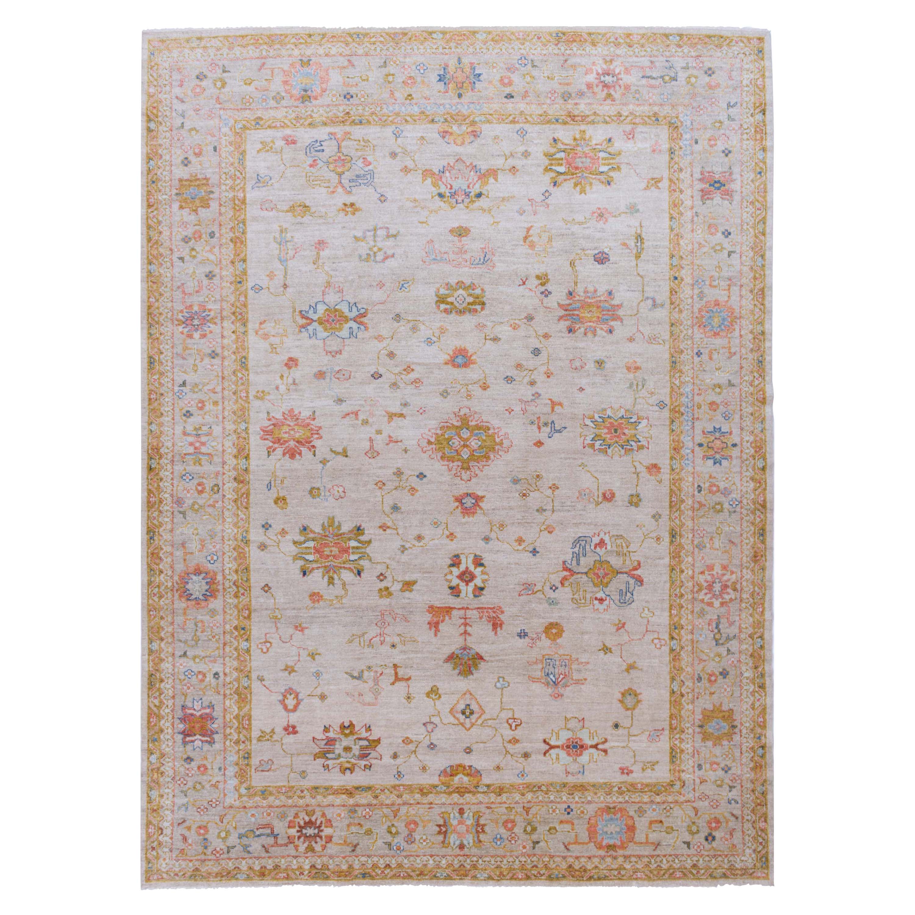 Traditional Oushak Wool Rug - 10'3" x 13'9"