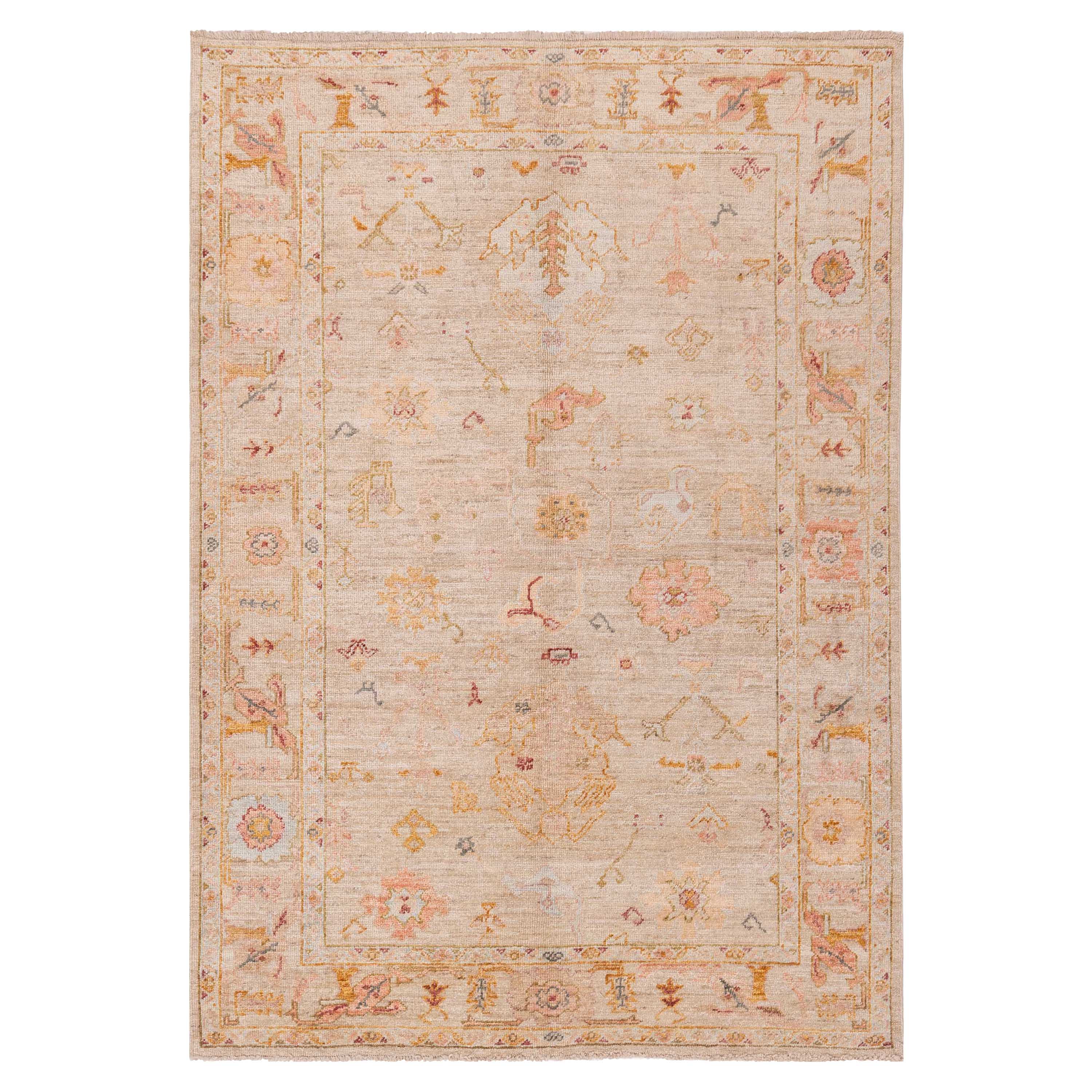 Traditional Oushak Wool Rug - 6' x 8'7"