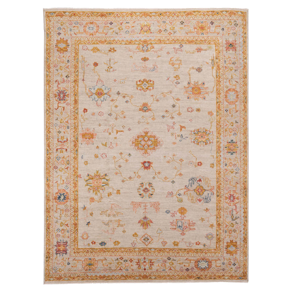 Traditional Oushak Wool Rug - 9'3" x 11'5"