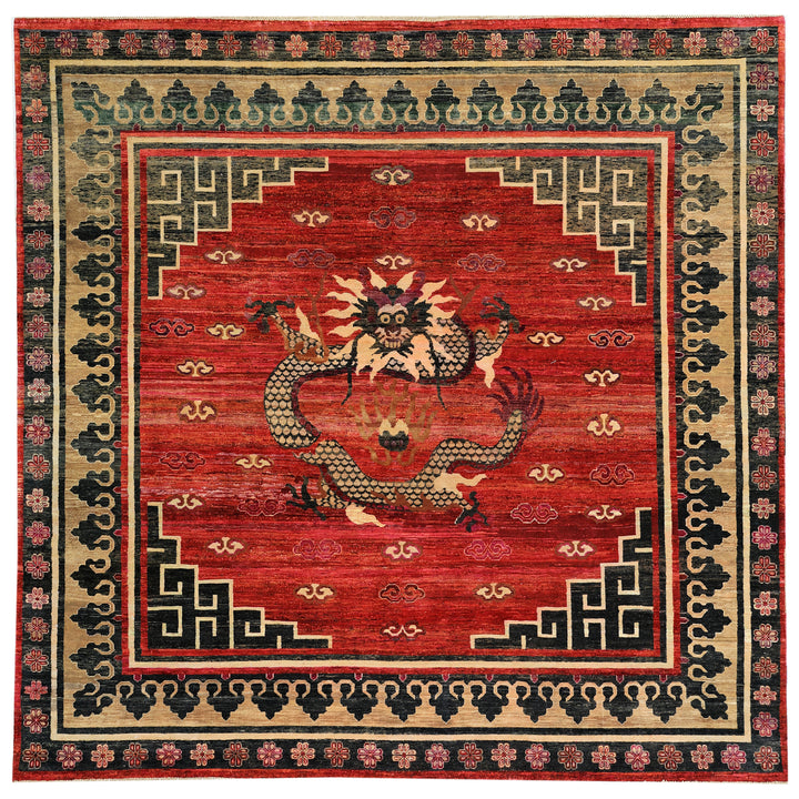 Red Alchemy Traditional Wool & Silk Blend Rug - 7'11" x 7'10"