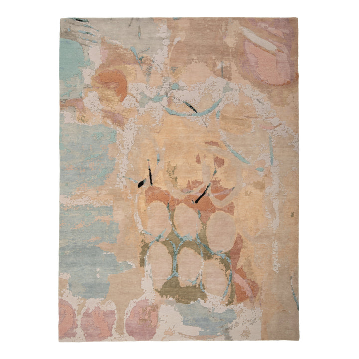 Pink Contemporary Wool Blend Rug - 9' x 12'