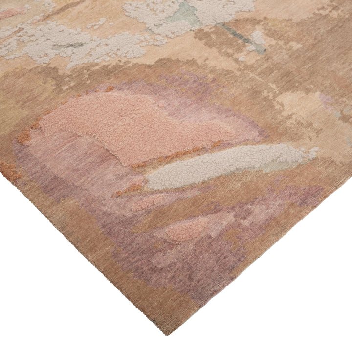 Pink Contemporary Wool Blend Rug - 9' x 12'
