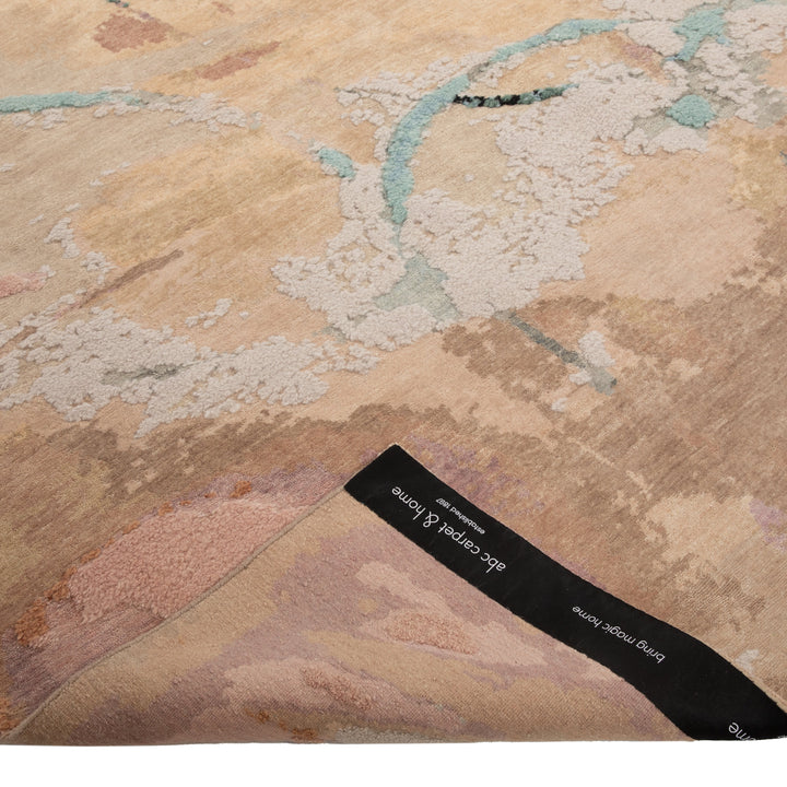 Pink Contemporary Wool Blend Rug - 9' x 12'