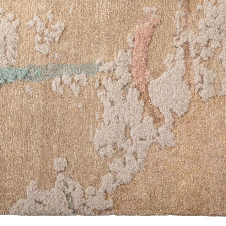 Pink Contemporary Wool Blend Rug - 9' x 12'