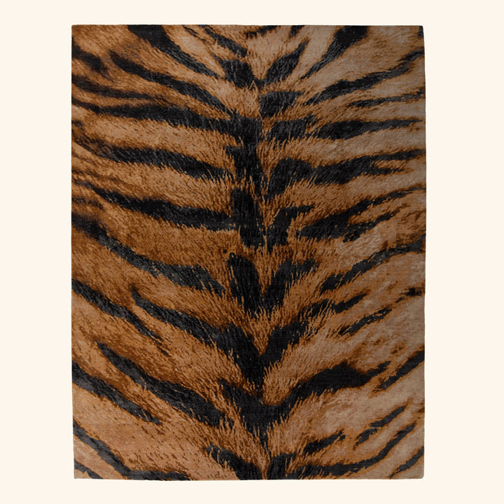 Orange Tiger Contemporary Wool Silk Blend Rug - 8' x 10'