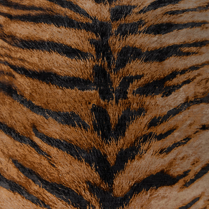 Orange Tiger Contemporary Wool Silk Blend Rug - 8' x 10'