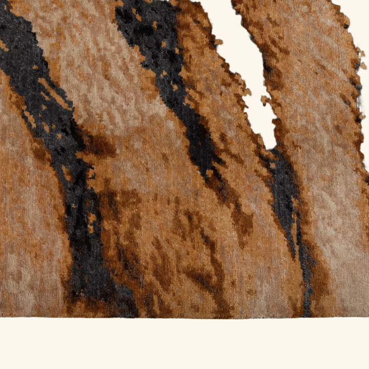 Orange Tiger Contemporary Wool Silk Blend Rug - 8' x 10'