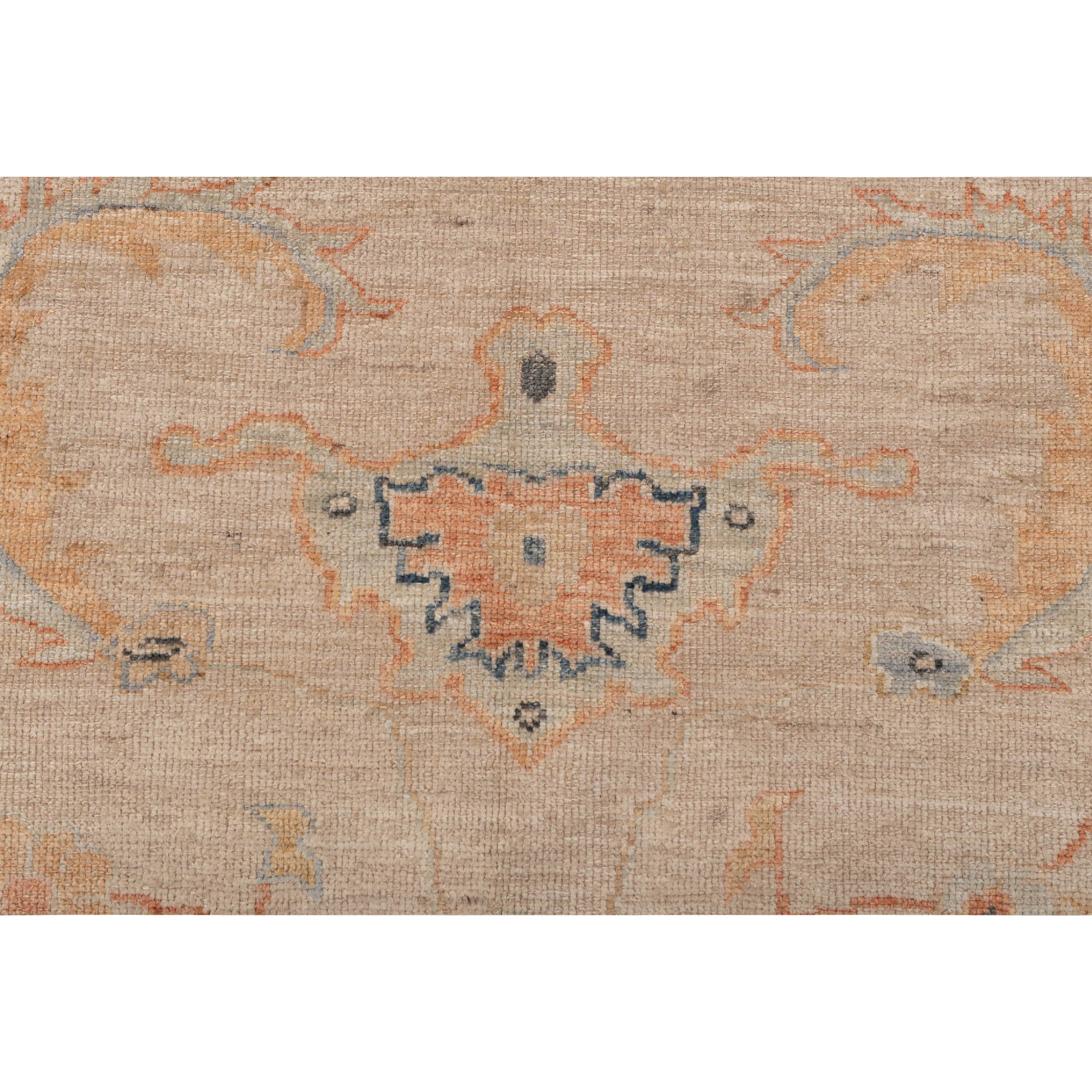 Orange Traditional Oushak Wool Rug - 11'5" x 14'9"