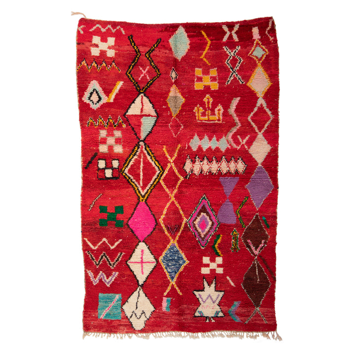 Red Berber Wool Rug - 5'11" x 9'3"