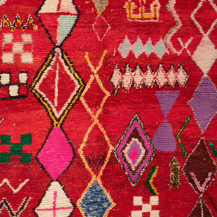 Red Berber Wool Rug - 5'11" x 9'3"