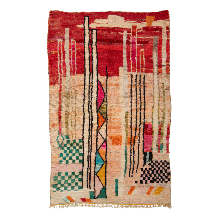 Red Berber Wool Rug - 5'9" x 8'11"