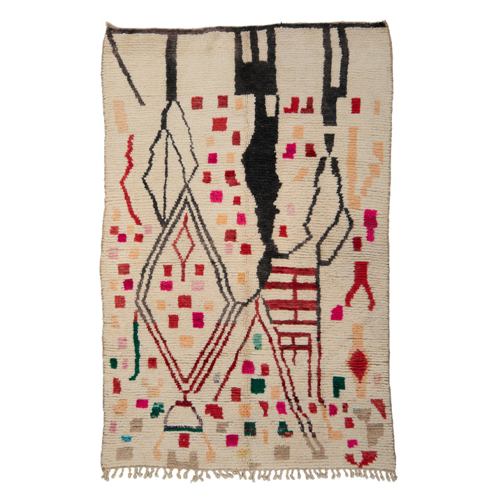 Multicolored Berber Wool Rug - 5'5" x 8'3"