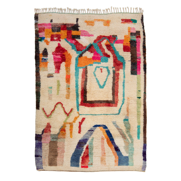 Multicolored Berber Wool Rug - 6'7" x 9'3"