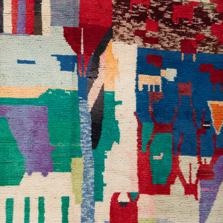 Multicolored Berber Wool Rug - 6'7" x 9'11"