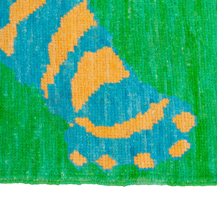 Green Contemporary Tiger Wool Rug - 6'6" x 8'11"