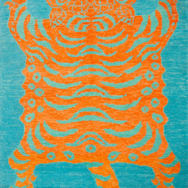 Blue Contemporary Tiger Wool Rug - 3'11" x 5'10"