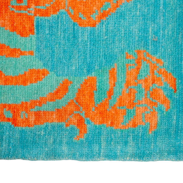 Blue Contemporary Tiger Wool Rug - 3'11" x 5'10"