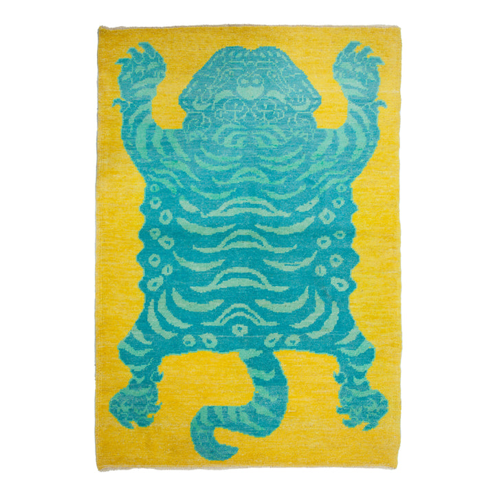 Yellow Contemporary Tiger Wool Rug - 4'1" x 6'3"