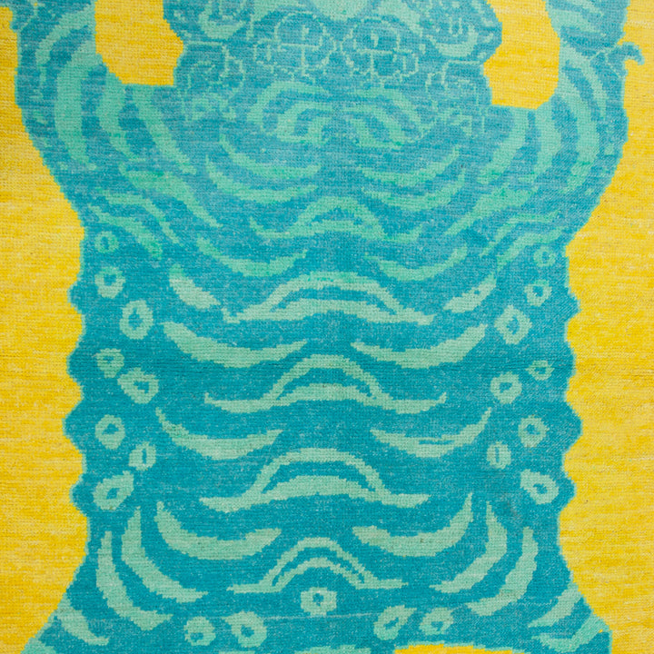 Yellow Contemporary Tiger Wool Rug - 4'1" x 6'3"