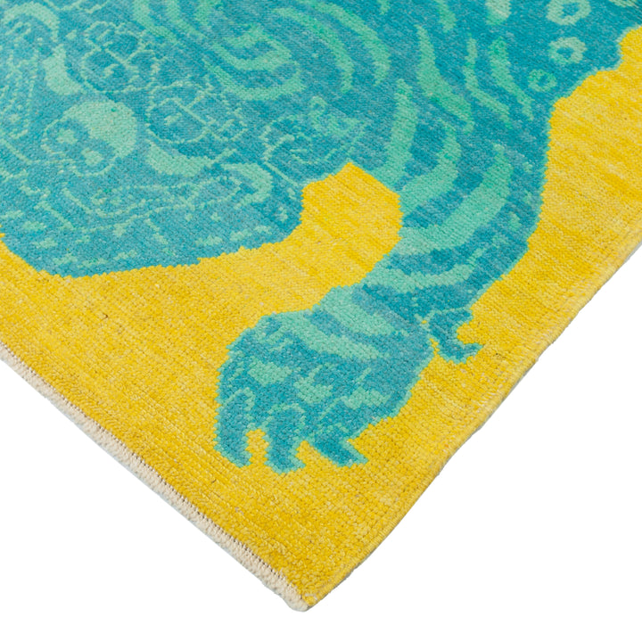 Yellow Contemporary Tiger Wool Rug - 4'1" x 6'3"