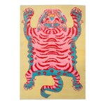 Yellow Contemporary Tiger Wool Rug - 4'10" x 6'11"