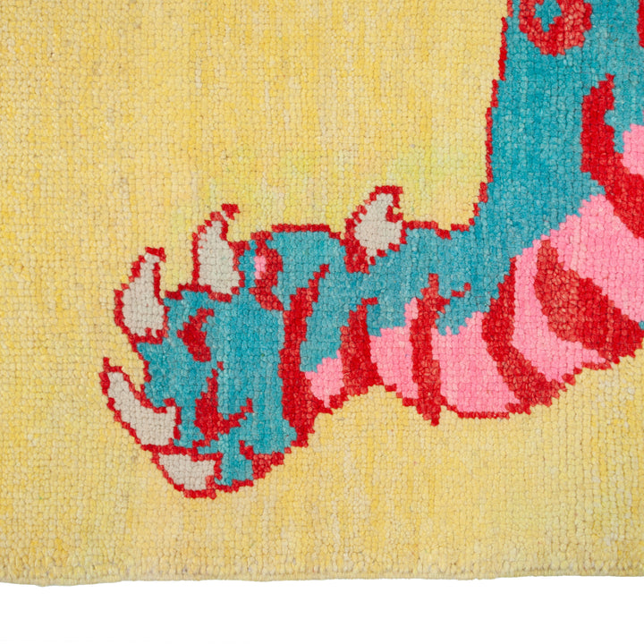 Yellow Contemporary Tiger Wool Rug - 4'10" x 6'11"