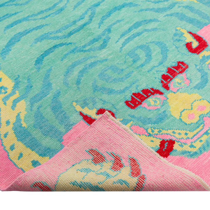 Pink Contemporary Tiger Wool Rug - 5'6" x 7'2"