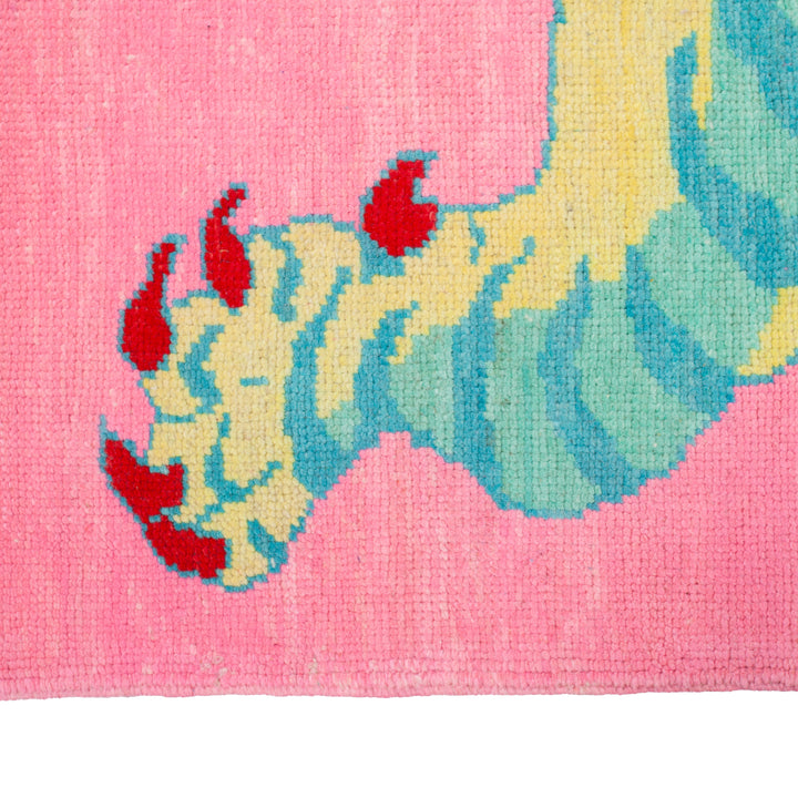 Pink Contemporary Tiger Wool Rug - 5'6" x 7'2"