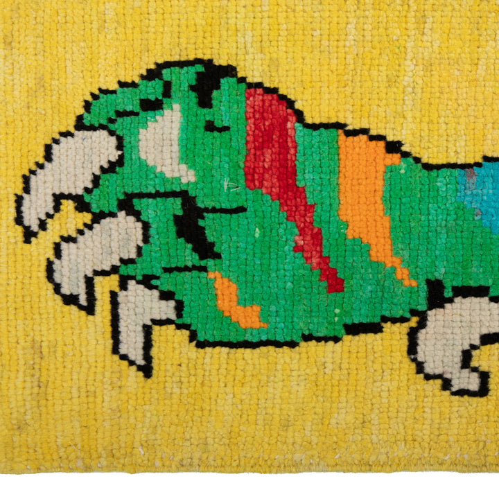 Yellow Contemporary Tiger Wool Rug - 5'5" x 8'2"