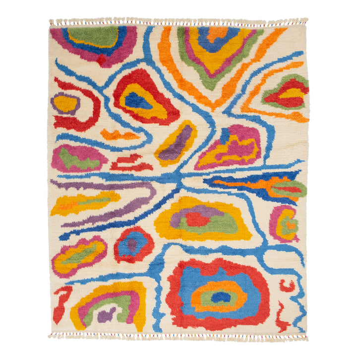Multicolored Carnaby Moroccan Style Wool Rug - 9'2" x 11'1"