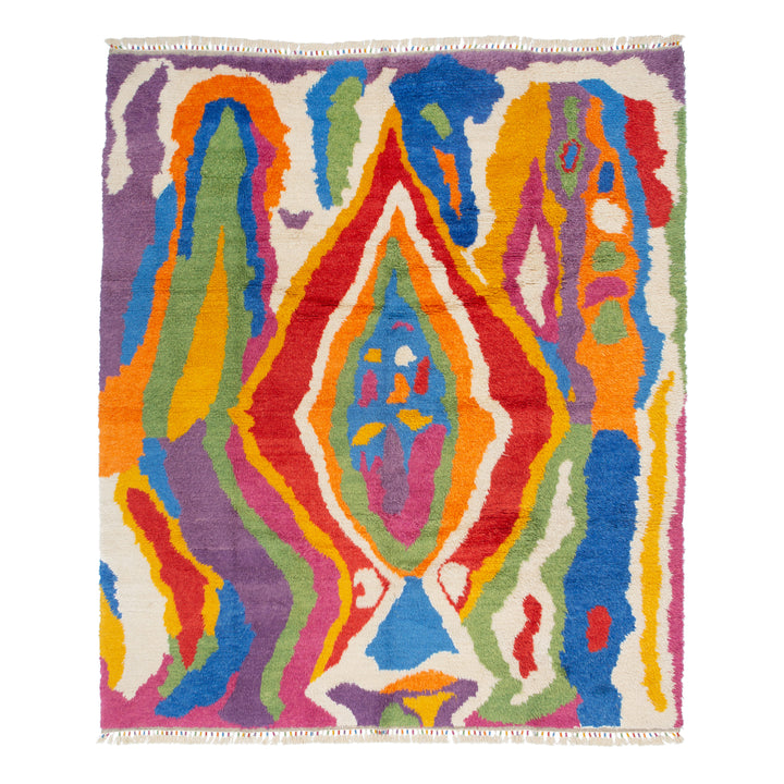 Multicolored Carnaby Moroccan Style Wool Rug - 9'5" x 11'1"