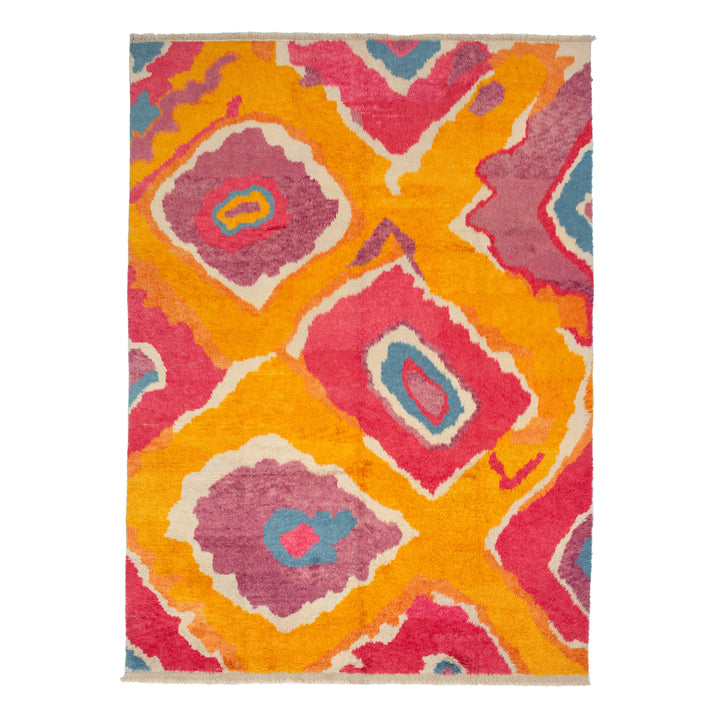Multicolored Carnaby Moroccan StyleWool Rug - 12'12" x 9'4"