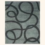 Blue Grey Contemporary Wool Rug - 8' x 10'