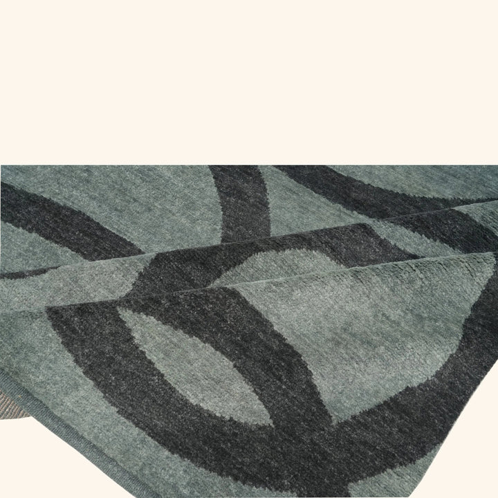 Blue Grey Contemporary Wool Rug - 8' x 10'